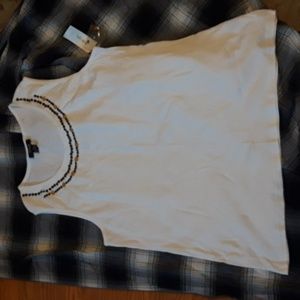Style & Co Solid White Beaded Neck Tank Top Size 2X